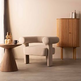 Fotoliu de relaxare Hella bej deschis, catifea, rotunjit, lectus