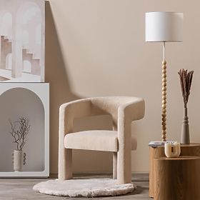 Fotoliu de relaxare Lory, boucle, bej, lectus