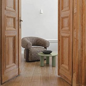 Fotoliu de relaxare Maribel maro-crem/nuc, forme rotunjite