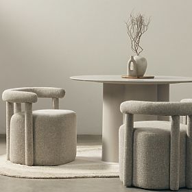 Fotoliu Glen tapițat gri, forme rotunjite, lectus