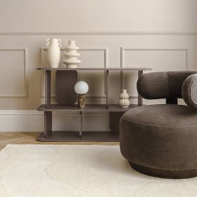 Fotoliu Relaxant Dolce, forme rotunjite, espresso maro, nuc, lectus