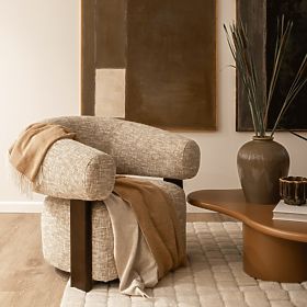 Fotoliu relaxant Maribel bej-gri/nuc, formă rotunjită, lectus