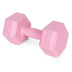 Ganteri hexagonale set 2x2 kg greutăți pentru fitness roz ModernHome