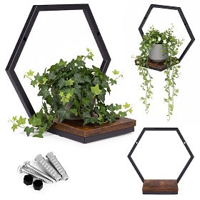Ghiveci de perete, raft suspendat pentru flori, decor loft hexagon ModernHome