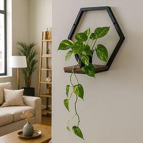 Ghiveci de perete, raft suspendat pentru flori, decor loft hexagon ModernHome