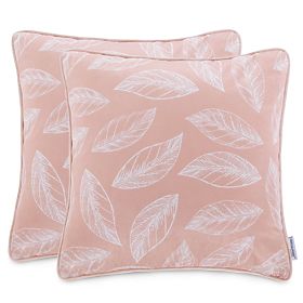 Husă decorativă pentru pernă CALM roz pudrat cu motiv vegetal stil clasic catifea 45x45 ame