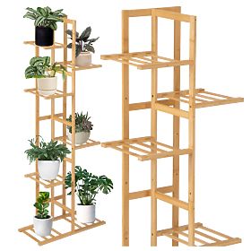 Jardinieră din bambus HERVEL naturală cu 7 rafturi