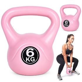 Kettlebell ganteră 6 kg pentru exerciții ganteră sferică greutate fitness roz ModernHome