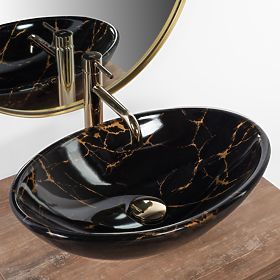 Lavoar pe blat REA Pamela Black Marble Shiny, Rea
