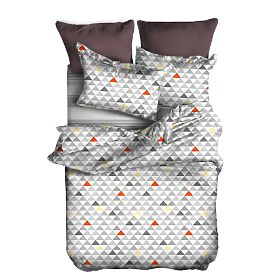 Lenjerie de pat BASIC gri cu model geometric 155x220_80x80*1 DecoKing