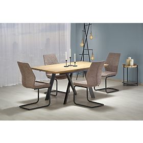 Masa CAPITAL 160-200 cm, stejar auriu / negru (2p=1buc), Halmar