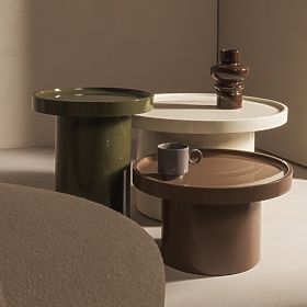 Masă de cafea Chia, 70 cm, alb, lucios