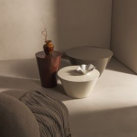 Masă de cafea Eclipso, 80 cm, gri-verzui, lucios