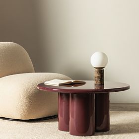 Masă de cafea Everett 80 cm, burgund, lucioasă, lectus