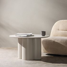 Masă de cafea Lazaro 80 cm, rotundă, bej-gri, lectus