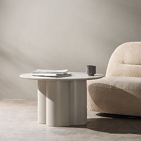 Masă de cafea Lazaro 80 cm, rotundă, bej-gri, lectus