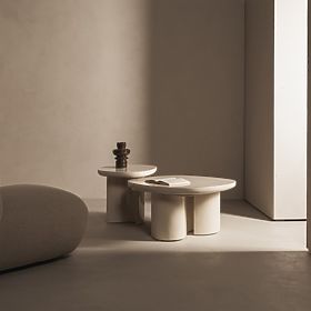 Masă de cafea Puro 80 cm, bej deschis, lucioasă