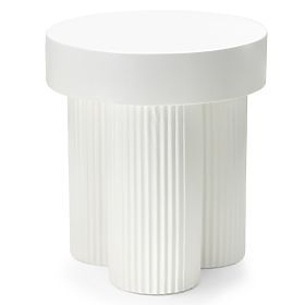 Masă de cafea Salerno 45 cm, rotundă, albă, cu caneluri, lectus