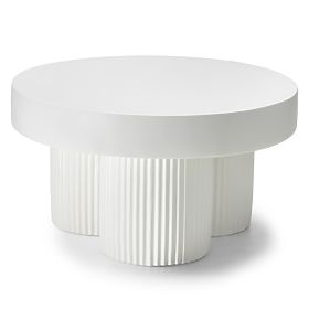 Masă de cafea Salerno 70 cm, rotundă, albă, cu striații, lectus