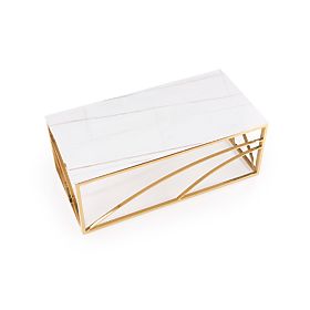 Măsuță de cafea UNIVERSE 3, marmură albă / auriu