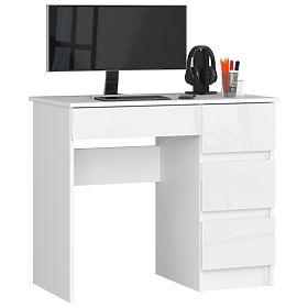 MASĂ DE CALCULATOR A-7 90 cm DREAPTA PK ALB / ALB LUCIOAS