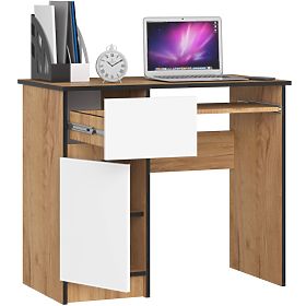 MASĂ DE CALCULATOR PIKSEL PK STEJAR CRAFT / ALB - STÂNGA