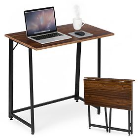 Masă de calculator pliabilă 80x45 cm pentru laptop loft nuc închis ModernHome, MODERNHOME