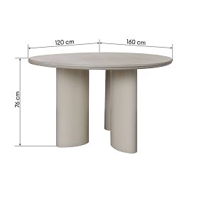 Masă de dining Rio 160 cm, bej deschis/marmură
