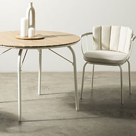 Masă de grădină Fioli rotundă 100 cm, lemn de salcâm FSC, albă