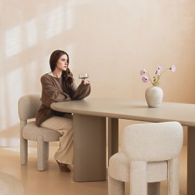 Masă de sufragerie Lima 220 cm, bej închis, ovală