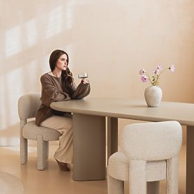 Masă de sufragerie Lima 220 cm, bej închis, ovală