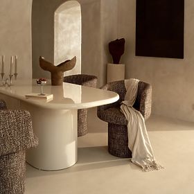 Masă de sufragerie Modesto 180 cm, bej deschis, lucioasă