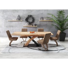 Masă extensibilă SANDOR 3, blat - stejar auriu, picioare - stejar auriu / negru