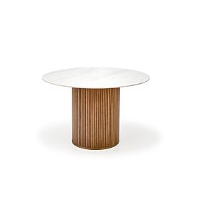 Masa rotundă BRUNO, marmură albă / nuc (2p=1buc)