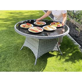 Masa rotundă mare din tehnoratan MODERNO gri deschis