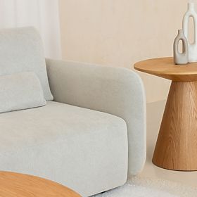 Măsuță laterală Abisko, 60 cm, rotundă, furnir din stejar natural, lectus