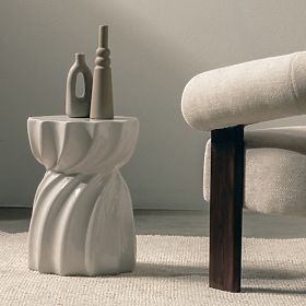 Măsuță laterală Bloom 35 cm, bej-gri, lucioasă