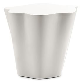 Măsuță laterală Bow 49 cm, bej-gri, lucioasă, forme rotunjite, lectus