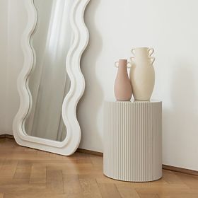Măsuță laterală Ermanno, 35 cm, gri-bej, cu caneluri