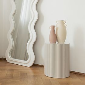 Măsuță laterală Ermanno, 35 cm, gri-bej, cu caneluri, lectus