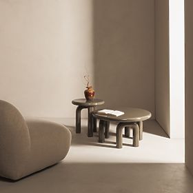 Măsuță laterală Flambe 50 cm, verde/gri, lucioasă