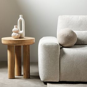 Măsuță laterală Limali 50 cm, rotundă, lemn de mango, forme rotunjite, lectus