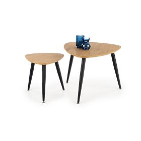 NICEA 2, set de 2 mese din stejar auriu/negru