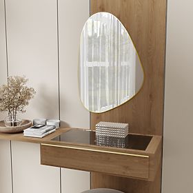 Oglindă suspendată în ramă aurie Libia, 76x51 cm, formă neregulată, lectus