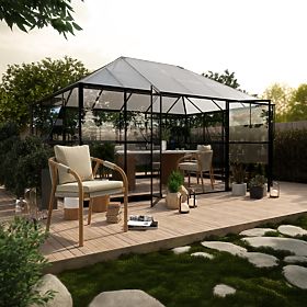 Oranjerie de grădină EcoGlass Gazebo Standard cu bază 12 m² sticlă securizată 4 mm, policarbonat 6 m