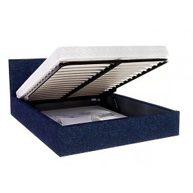 Pat tapitat TULSA 160 x 200 cm - Albastru inchis