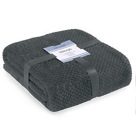 Pătură SHLEEPY culoare grafit, stil clasic, 170x210, jacquard reliefat