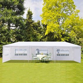 Pavilion de grădină 3x9 m, 8 pereți, alb MultiGarden