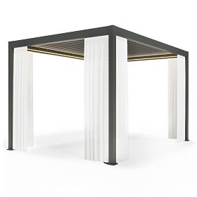 Perdea 372,5 cm pentru partea laterală a pergolei de 4 m, albă