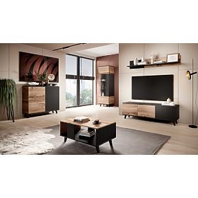 Poliță de perete RANDOM P-1 - Stejar Wotan/Negru, Halmar